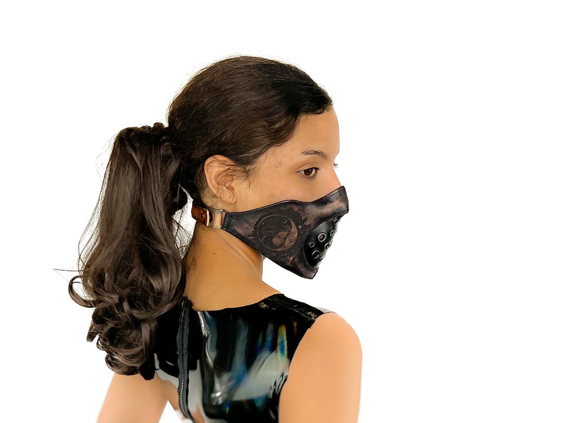 Fully Customizable and Personalizable Two Point Handcrafted Genuine Leather Mouth Riding Mask Rockwell Masks