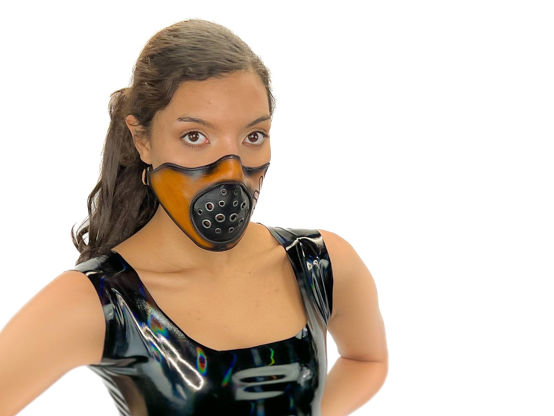 Fully Customizable and Personalizable Two Point Handcrafted Genuine Leather Mouth Riding Mask Rockwell Masks