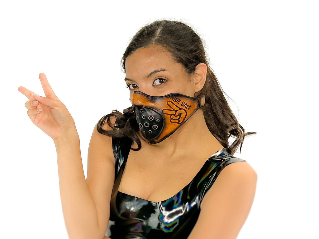 Fully Customizable and Personalizable Two Point Handcrafted Genuine Leather Mouth Riding Mask Rockwell Masks