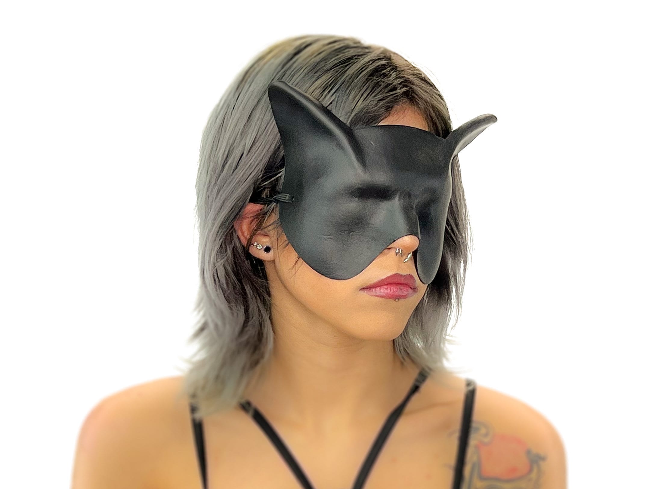 Super Hero Cat Sleep Mask or Blindfold - Handmade Genuine Leather - Optional Deerskin Or Suede Lining Rockwell Masks