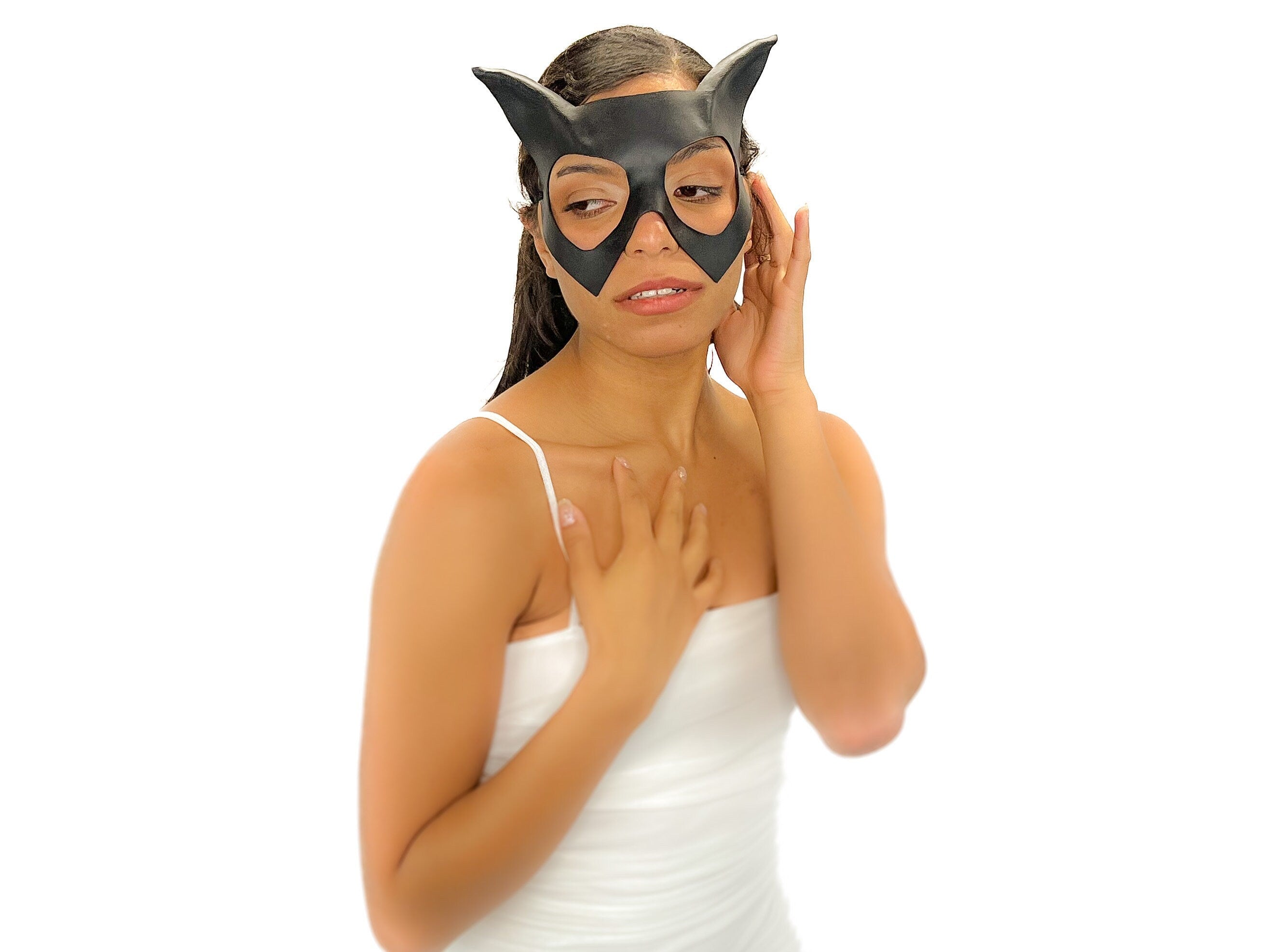 Handmade Genuine Leather Cat Mask Rockwell Masks