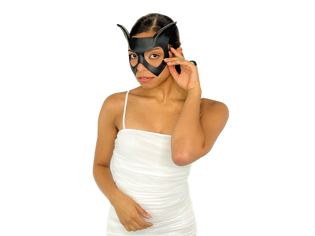 Handmade Genuine Leather Cat Mask Rockwell Masks