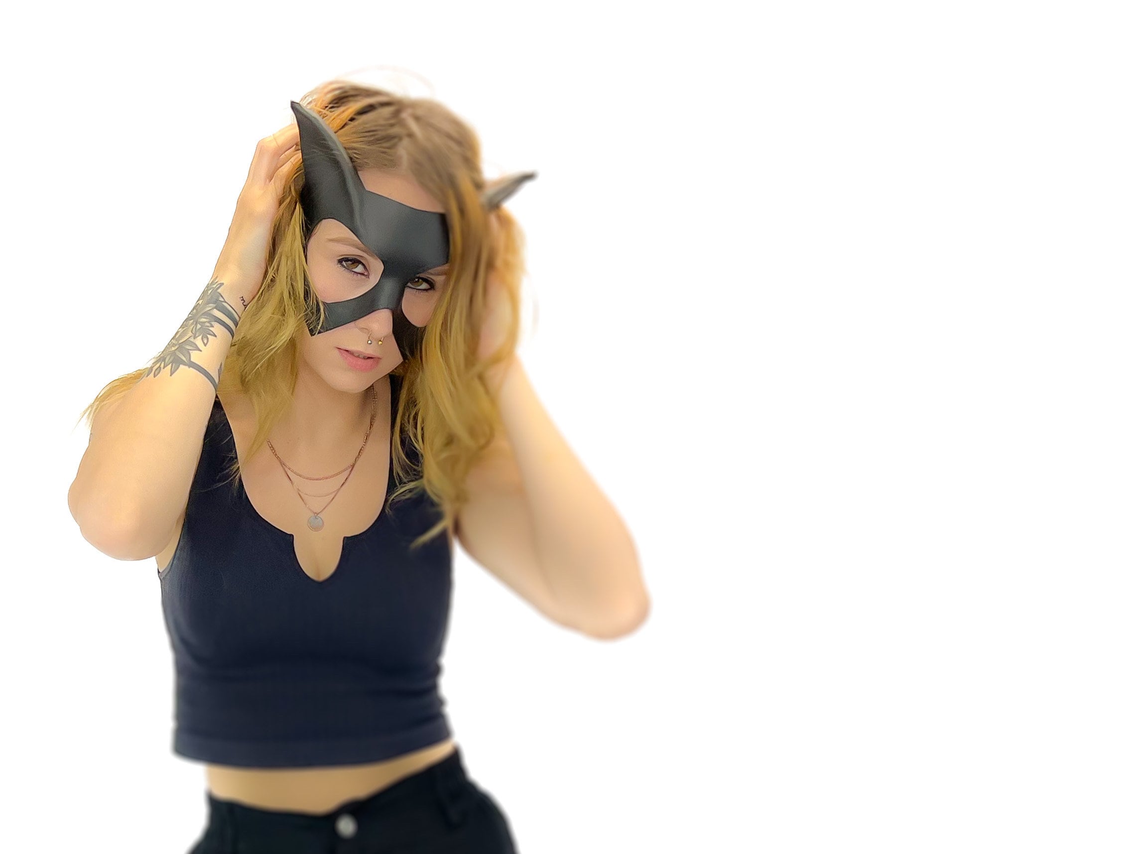 Handmade Genuine Leather Cat Mask Rockwell Masks