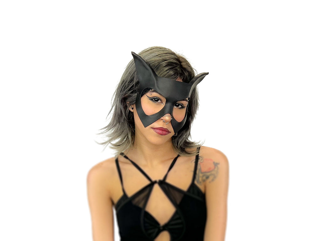 Handmade Genuine Leather Cat Mask Rockwell Masks