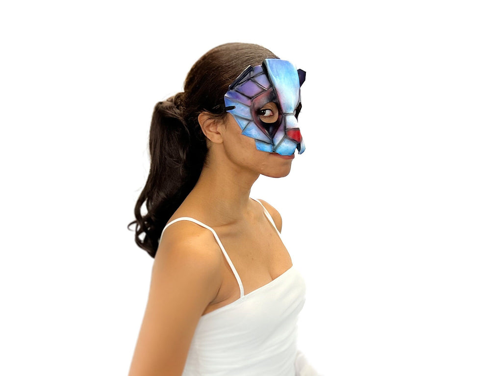 Geometric Watercolor Style Panda Bear Leather Mask Rockwell Masks