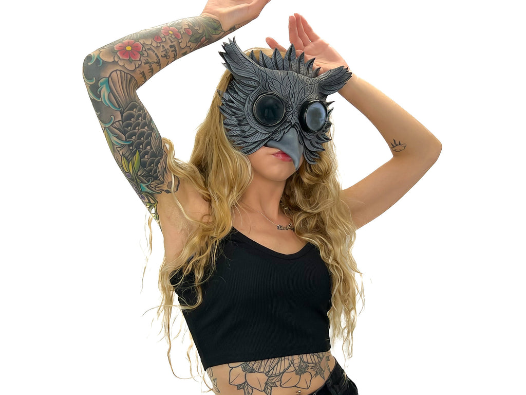 Black Raven Goggles Handmade Genuine Leather Mask Rockwell Masks