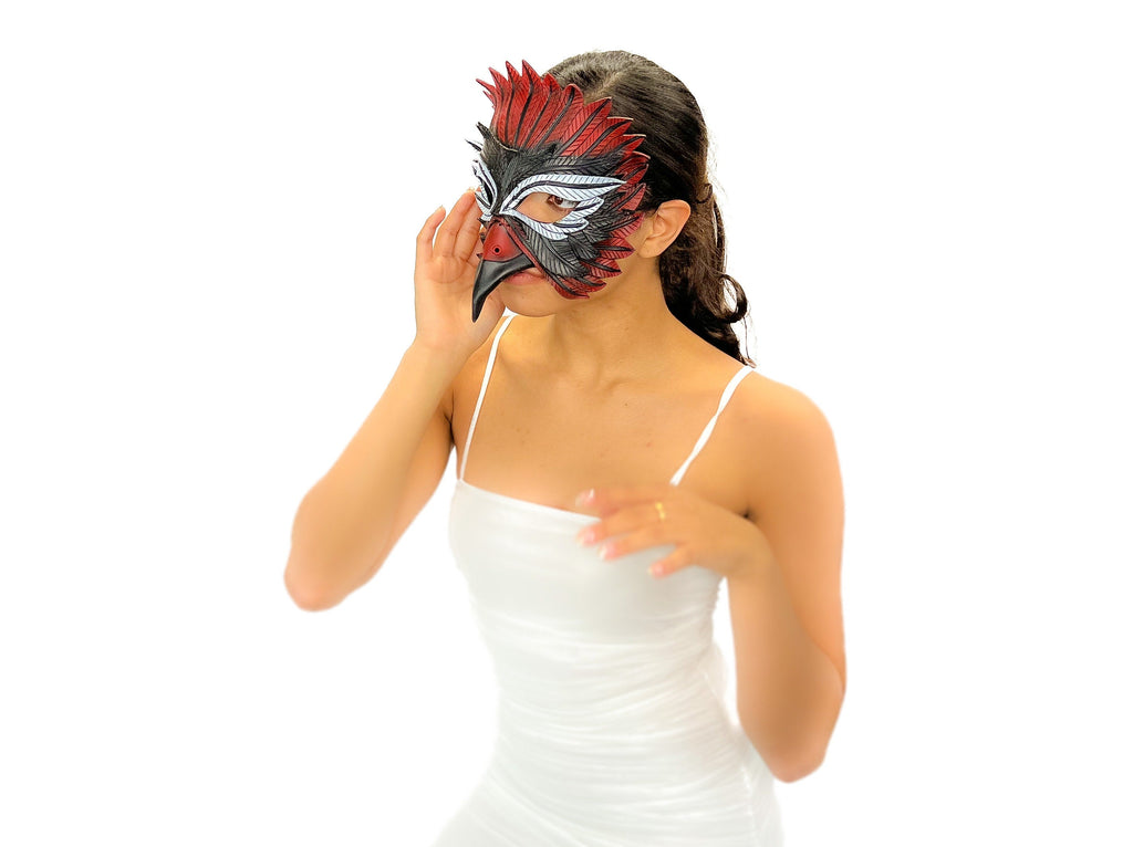 Red Raven  Handmade Genuine Leather Mask Rockwell Masks