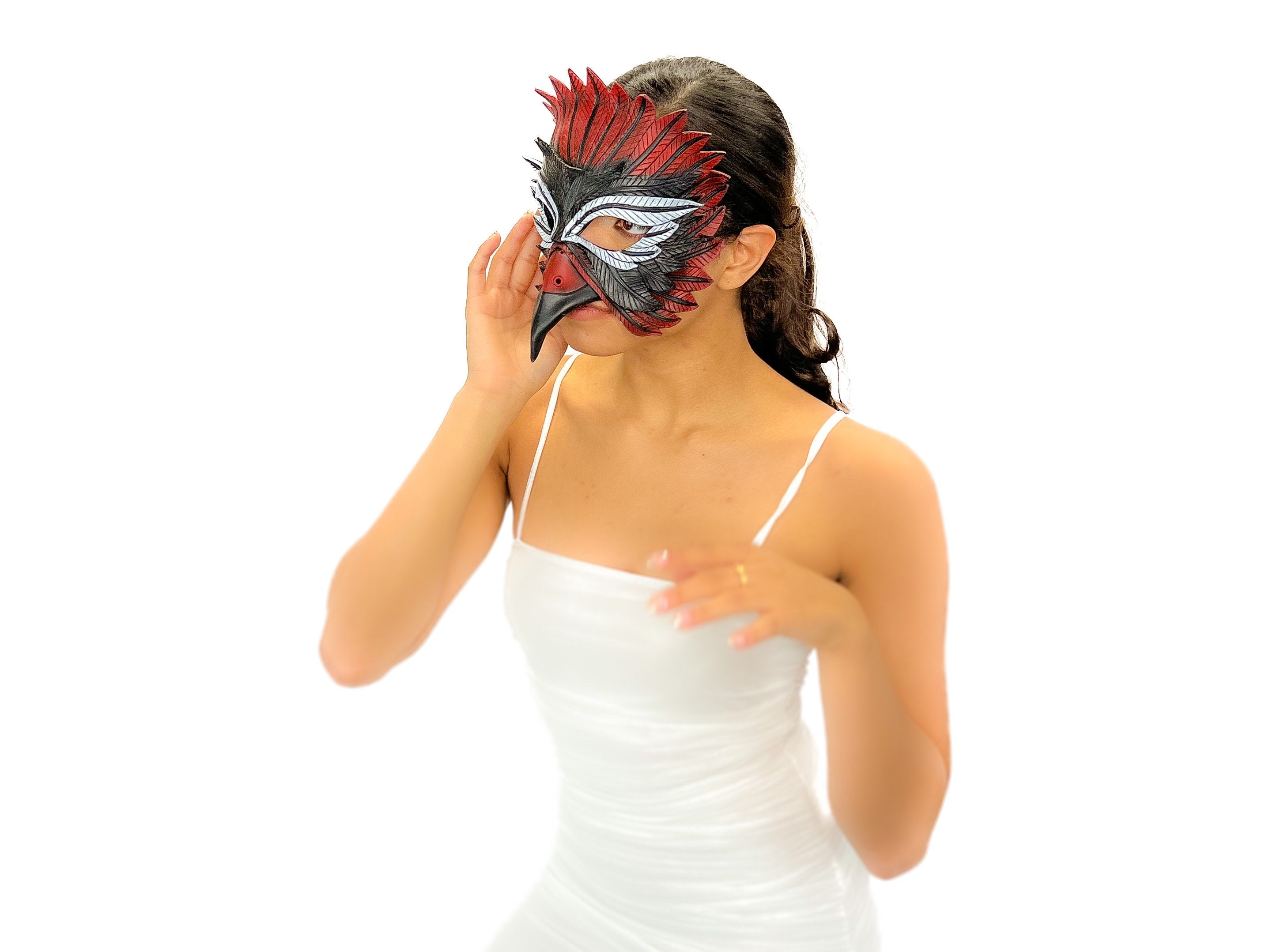 Red Raven  Handmade Genuine Leather Mask Rockwell Masks