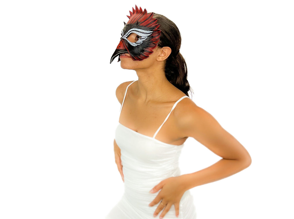 Red Raven  Handmade Genuine Leather Mask Rockwell Masks