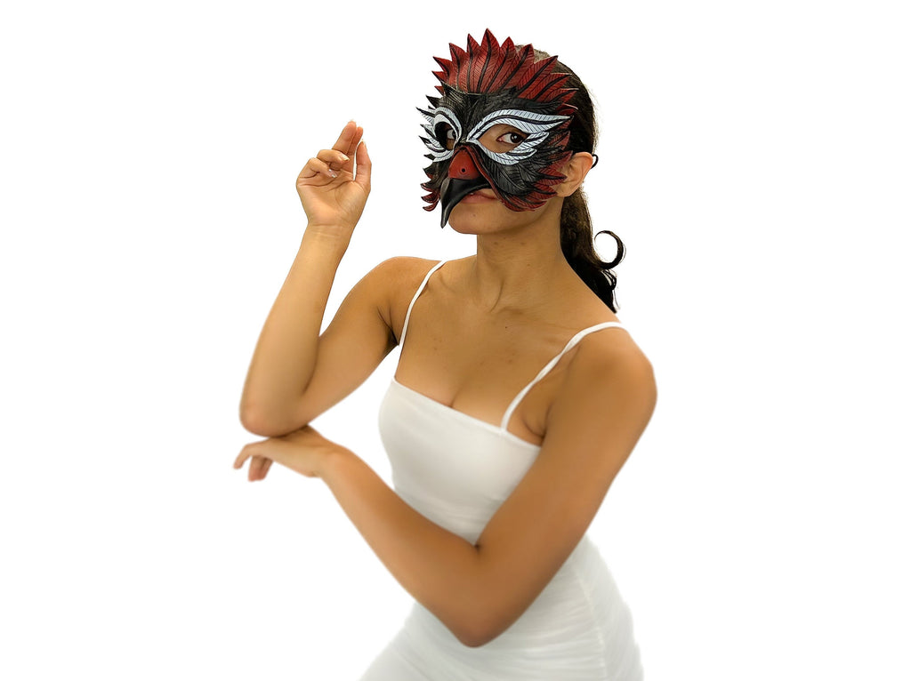 Red Raven  Handmade Genuine Leather Mask Rockwell Masks