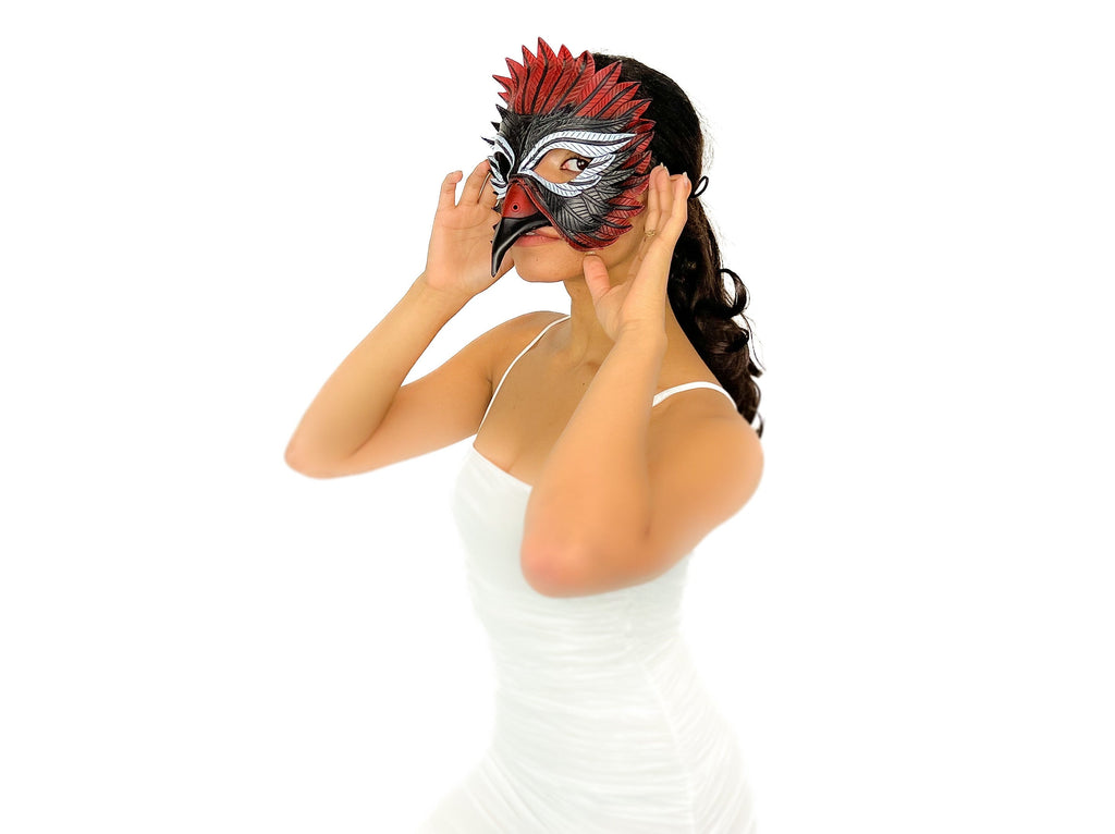 Red Raven  Handmade Genuine Leather Mask Rockwell Masks
