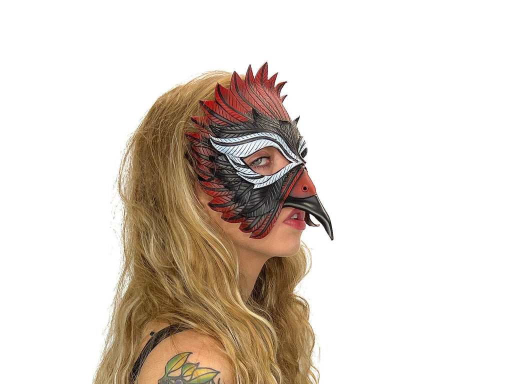 Red Raven  Handmade Genuine Leather Mask Rockwell Masks