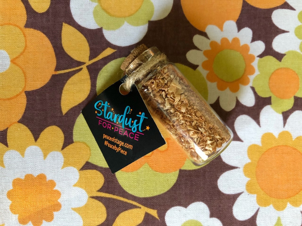 Glass Bottle Filled with Shavings and Sawdust from the Original 1969 Woodstock Stage Wood Peace Of Stage LLC