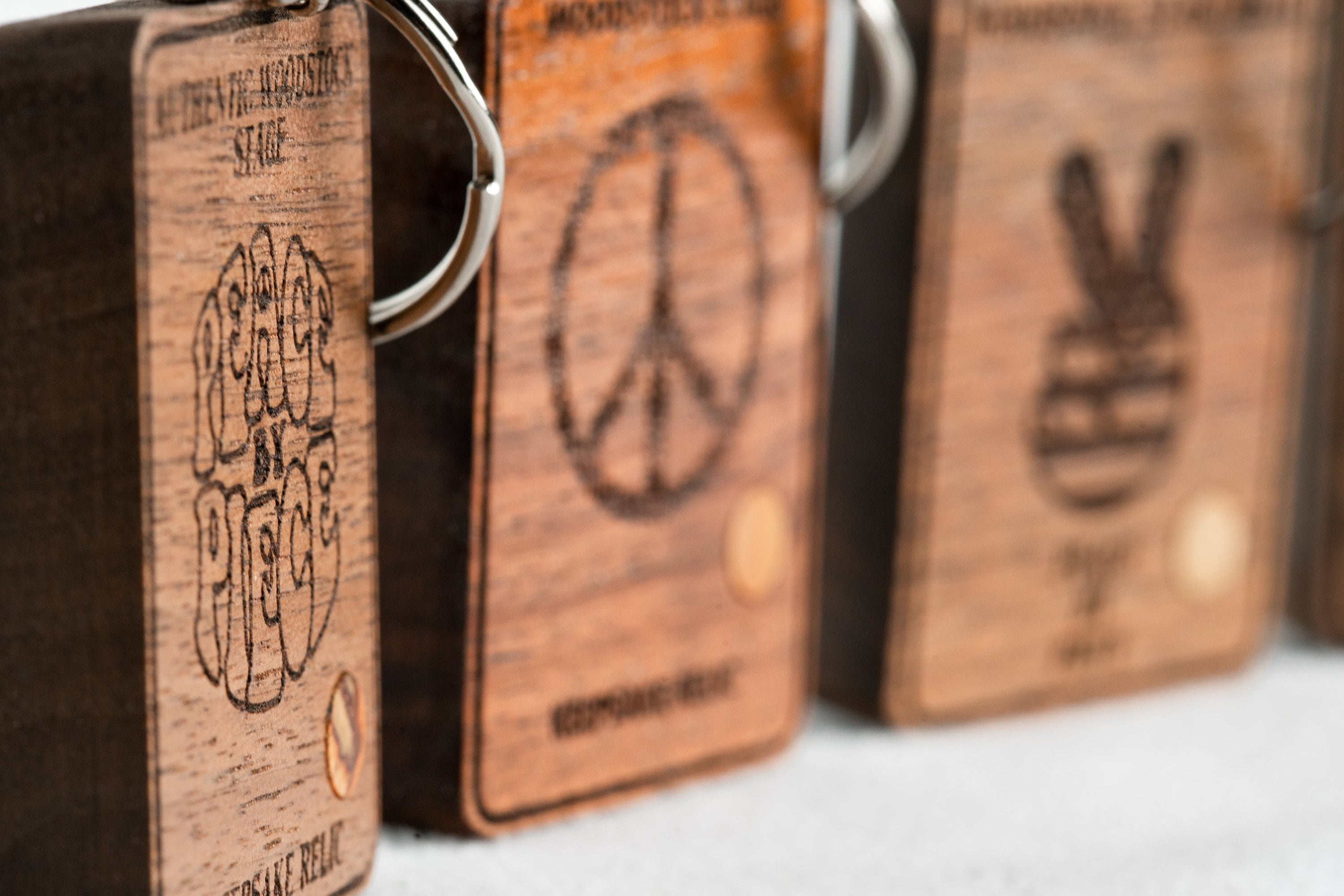 Hand Made Key Chains Including Piece of 1969 Woodstock Stage Peace Of Stage LLC
