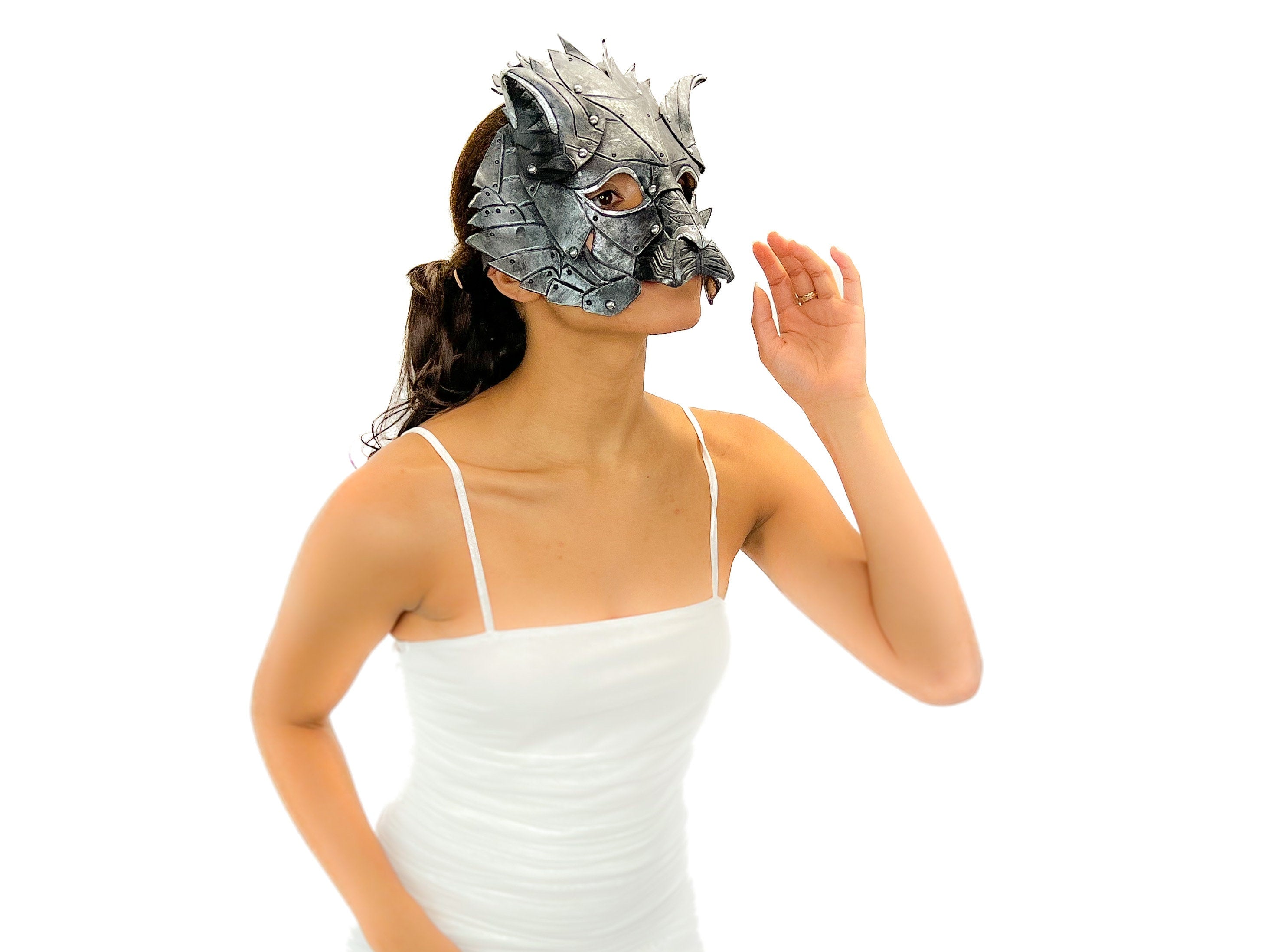 Feline Silver Handmade Genuine Leather Rockwell Masks