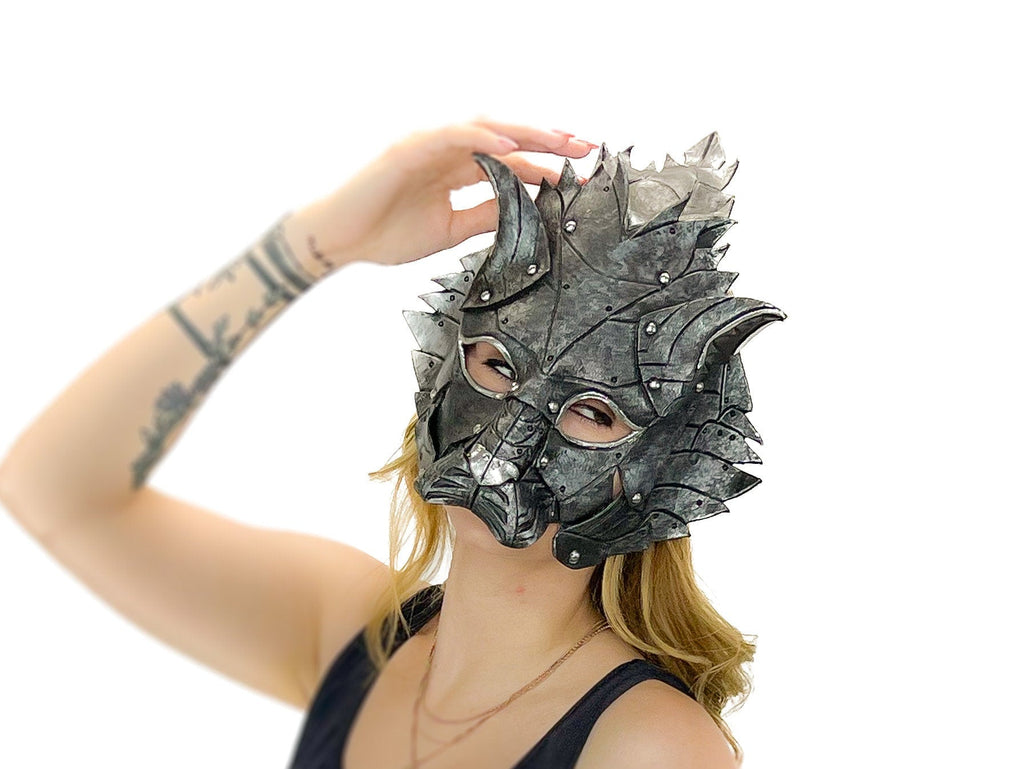 Feline Silver Handmade Genuine Leather Rockwell Masks