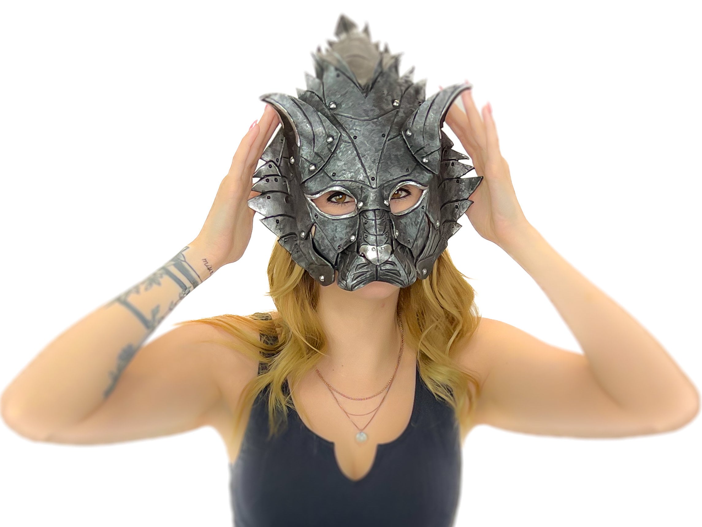 Feline Silver Handmade Genuine Leather Rockwell Masks