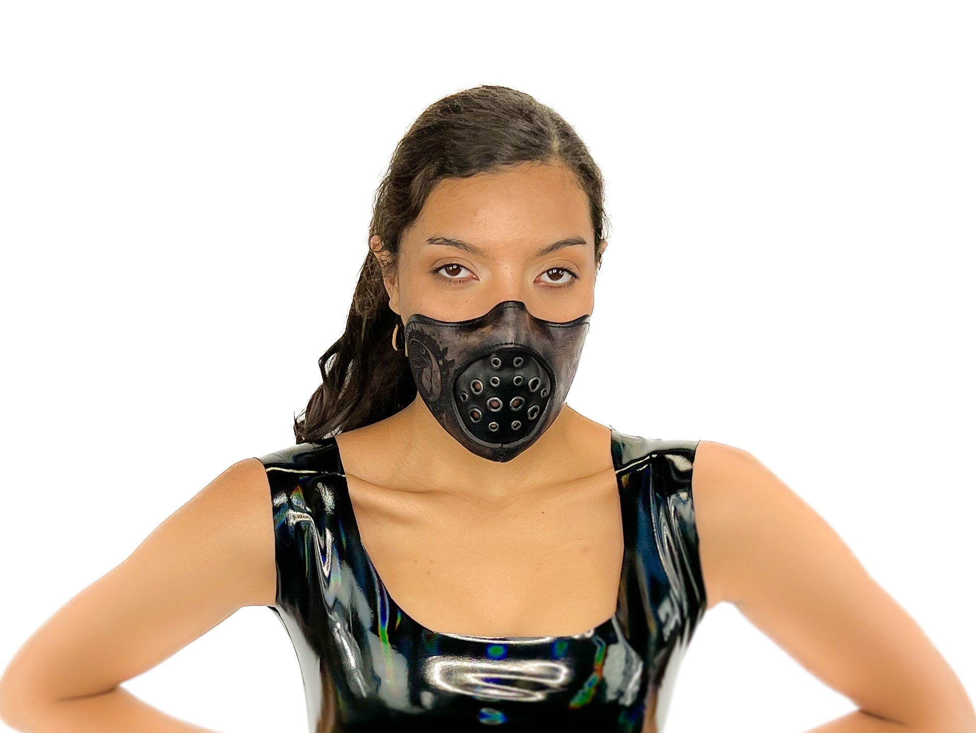Fully Customizable and Personalizable Two Point Handcrafted Genuine Leather Mouth Riding Mask Rockwell Masks