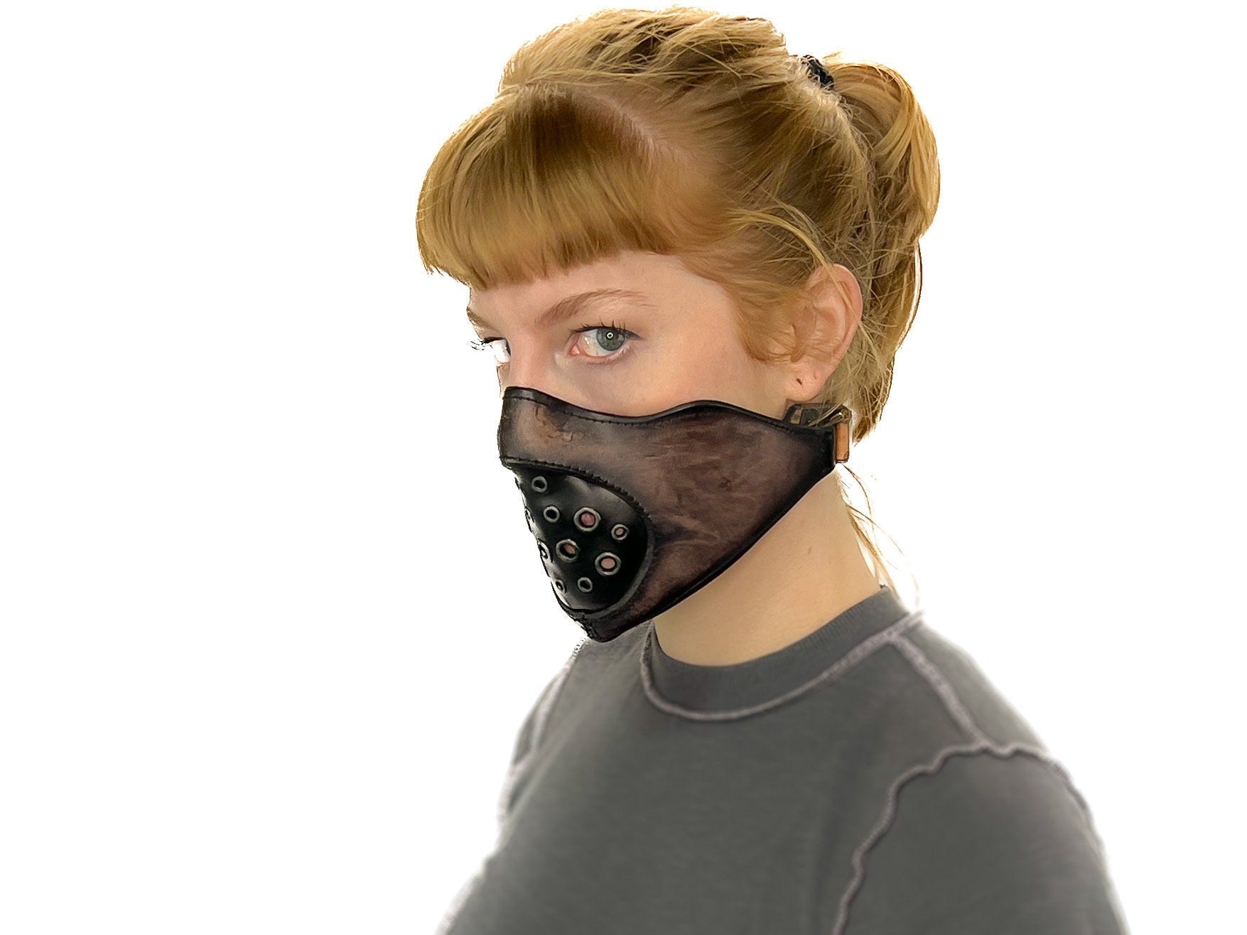 Fully Customizable and Personalizable Two Point Handcrafted Genuine Leather Mouth Riding Mask Rockwell Masks
