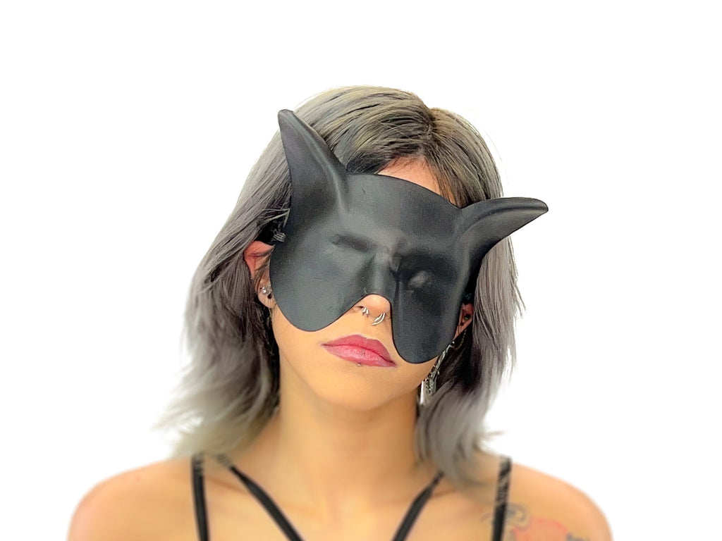 Super Hero Cat Sleep Mask or Blindfold - Handmade Genuine Leather - Optional Deerskin Or Suede Lining Rockwell Masks