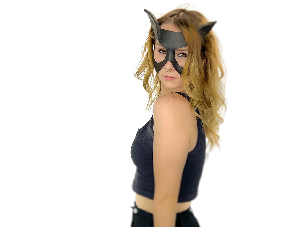 Handmade Genuine Leather Cat Mask Rockwell Masks