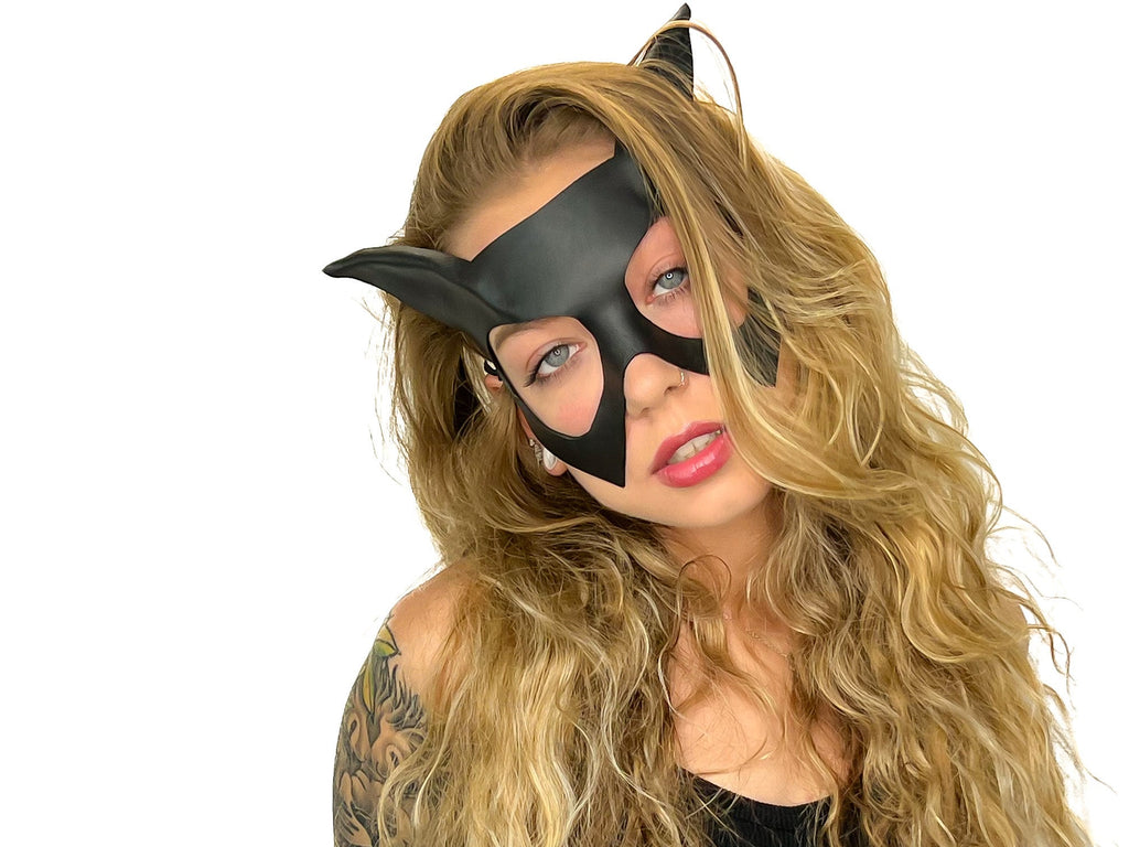 Handmade Genuine Leather Cat Mask Rockwell Masks