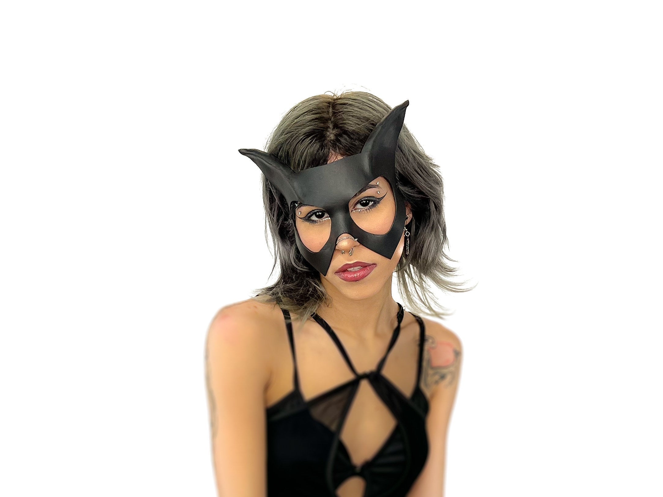 Handmade Genuine Leather Cat Mask Rockwell Masks