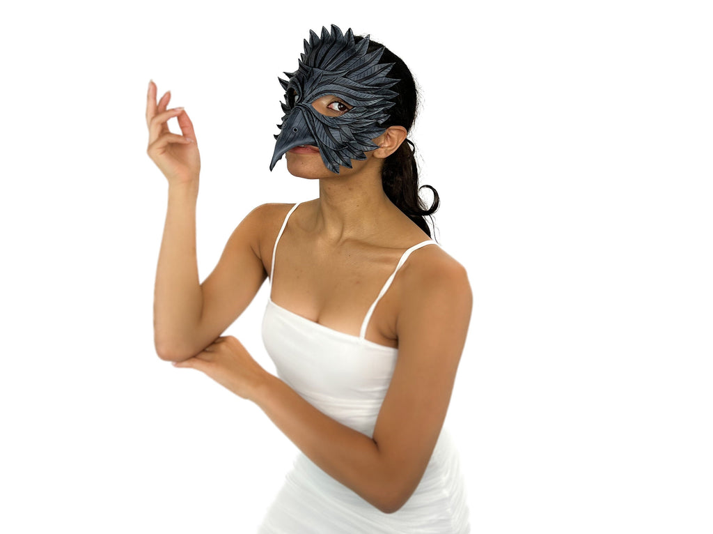 Black Raven Handmade Genuine Leather Mask Rockwell Masks