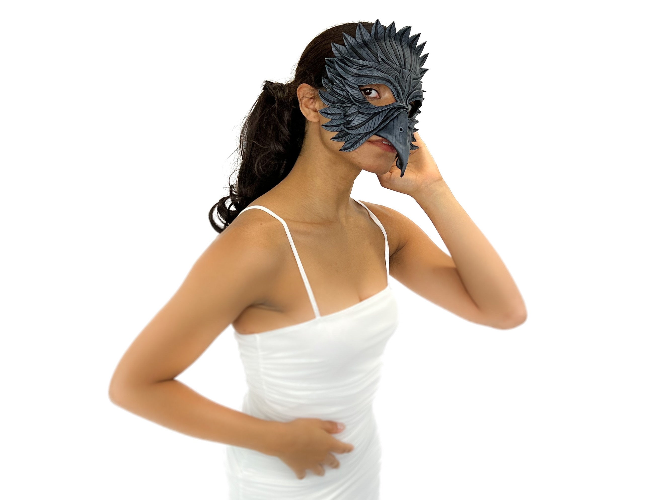 Black Raven Handmade Genuine Leather Mask Rockwell Masks