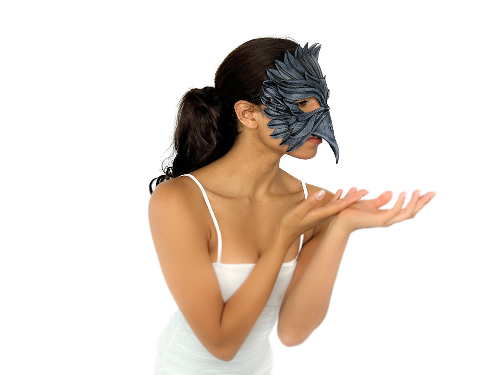 Black Raven Handmade Genuine Leather Mask Rockwell Masks