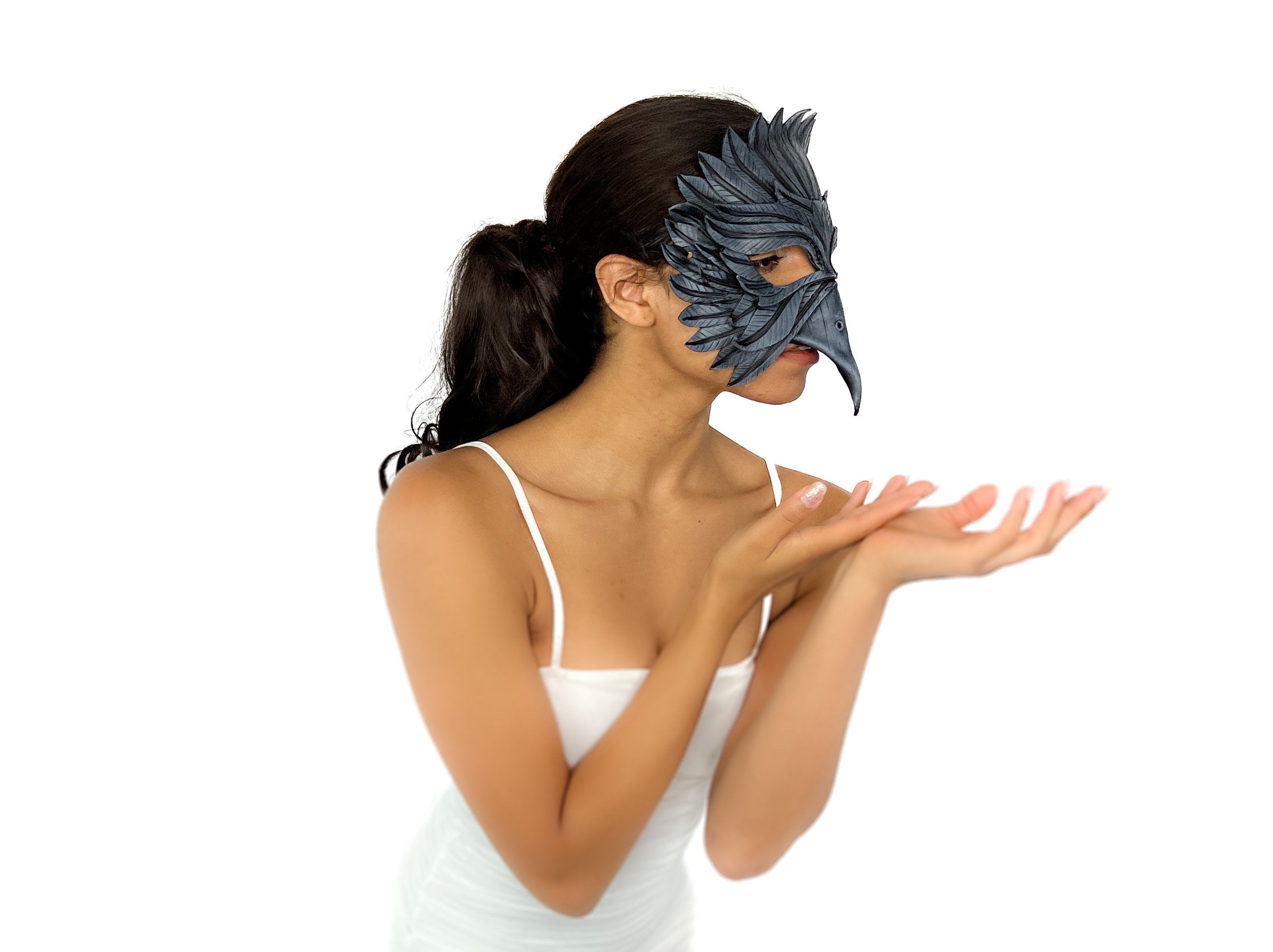 Black Raven Handmade Genuine Leather Mask Rockwell Masks