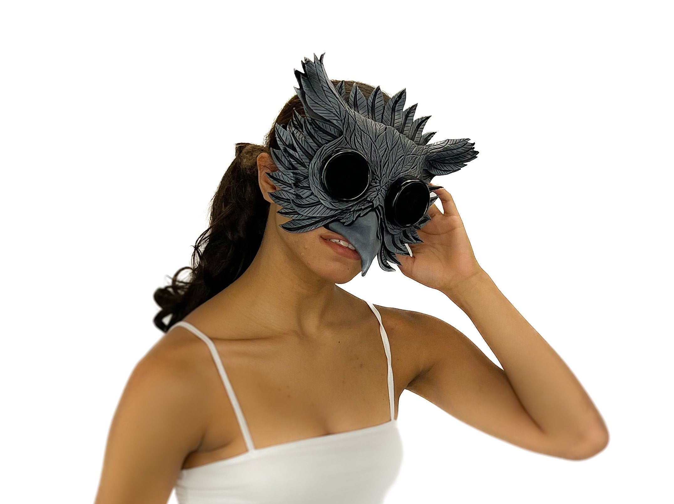 Black Raven Goggles Handmade Genuine Leather Mask Rockwell Masks