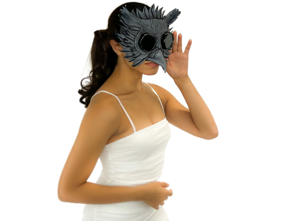 Black Raven Goggles Handmade Genuine Leather Mask Rockwell Masks