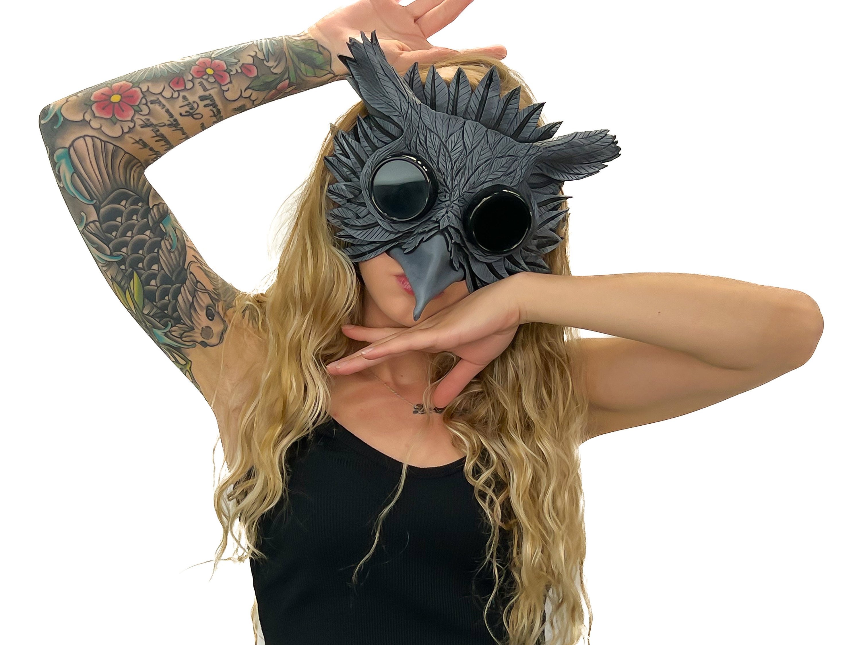 Black Raven Goggles Handmade Genuine Leather Mask Rockwell Masks