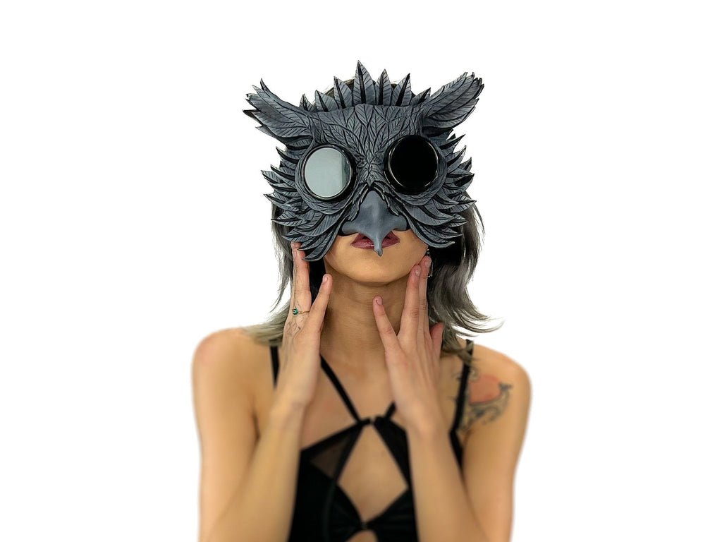 Black Raven Goggles Handmade Genuine Leather Mask Rockwell Masks