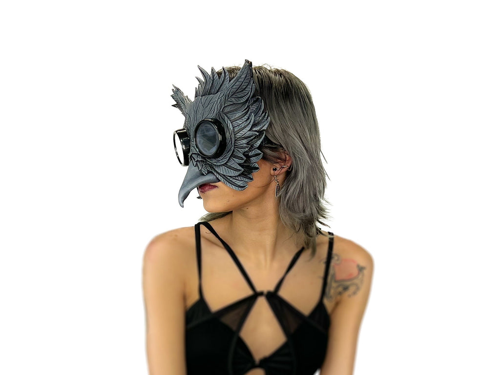 Black Raven Goggles Handmade Genuine Leather Mask Rockwell Masks