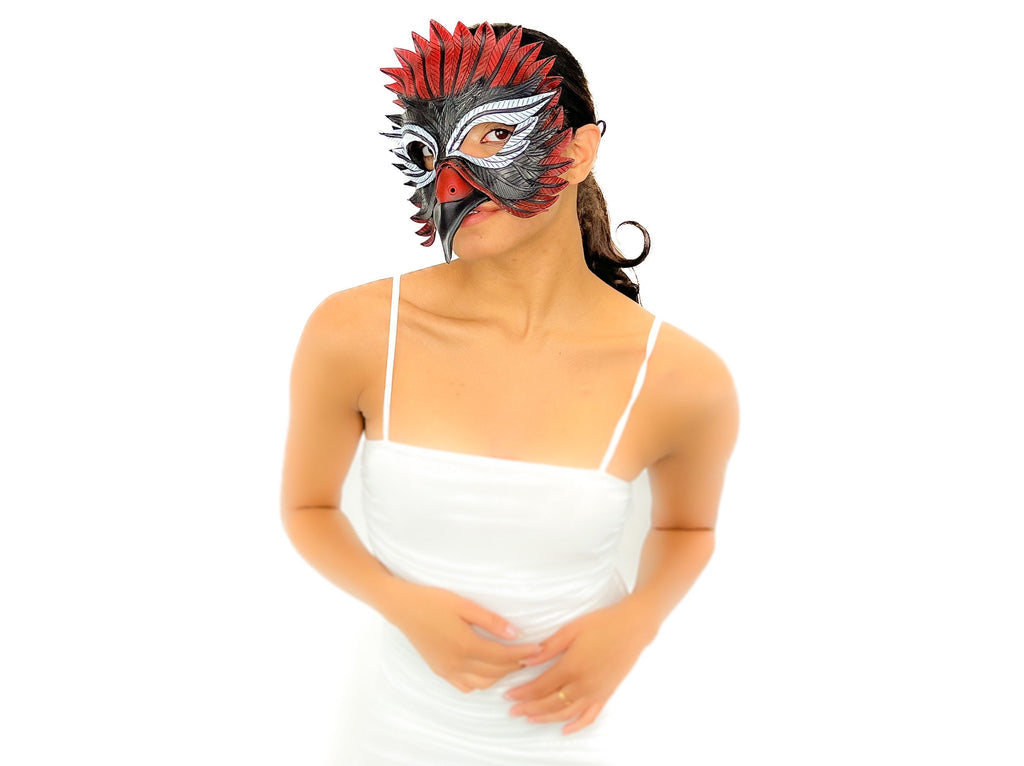 Red Raven  Handmade Genuine Leather Mask Rockwell Masks