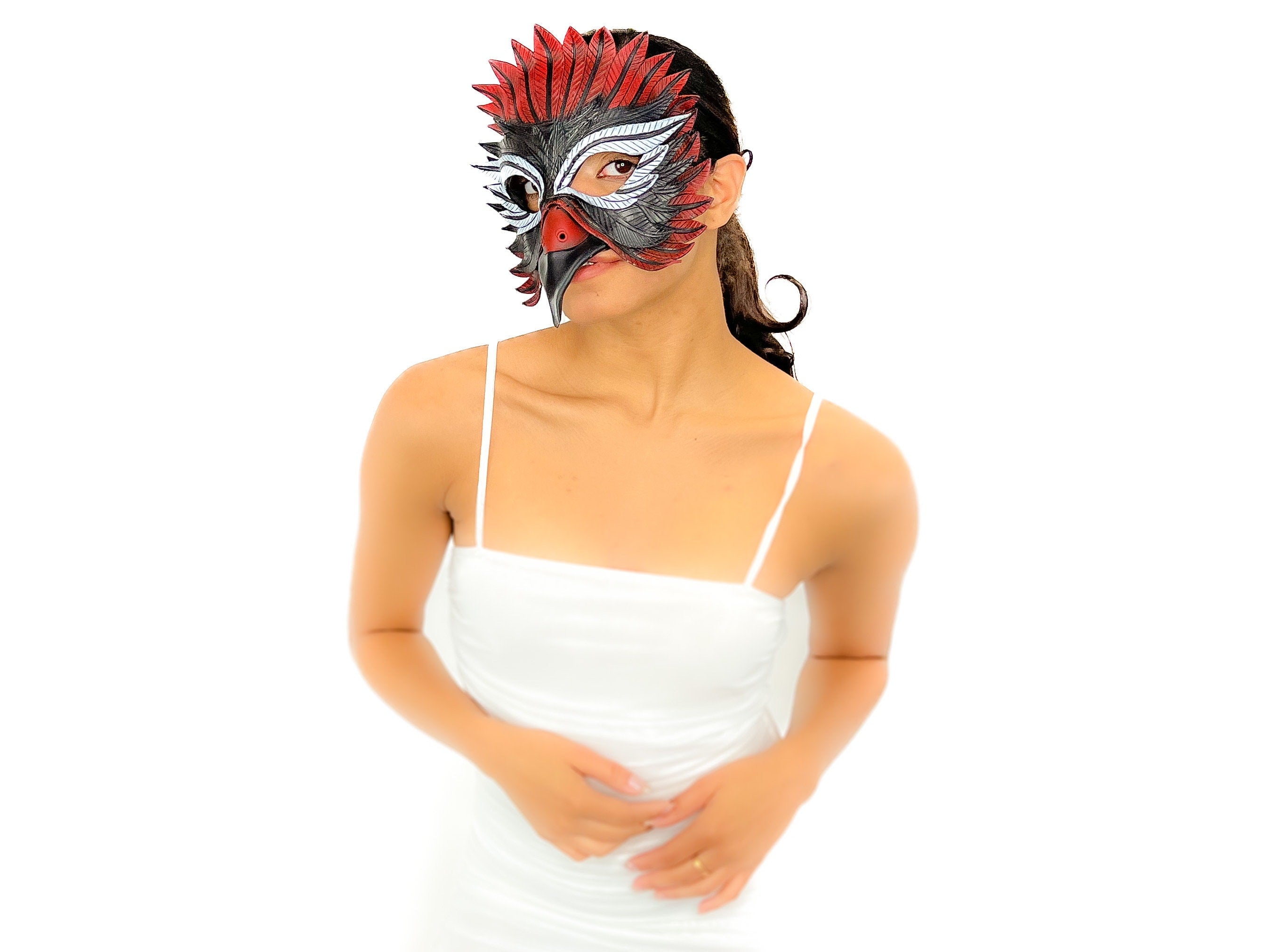 Red Raven  Handmade Genuine Leather Mask Rockwell Masks