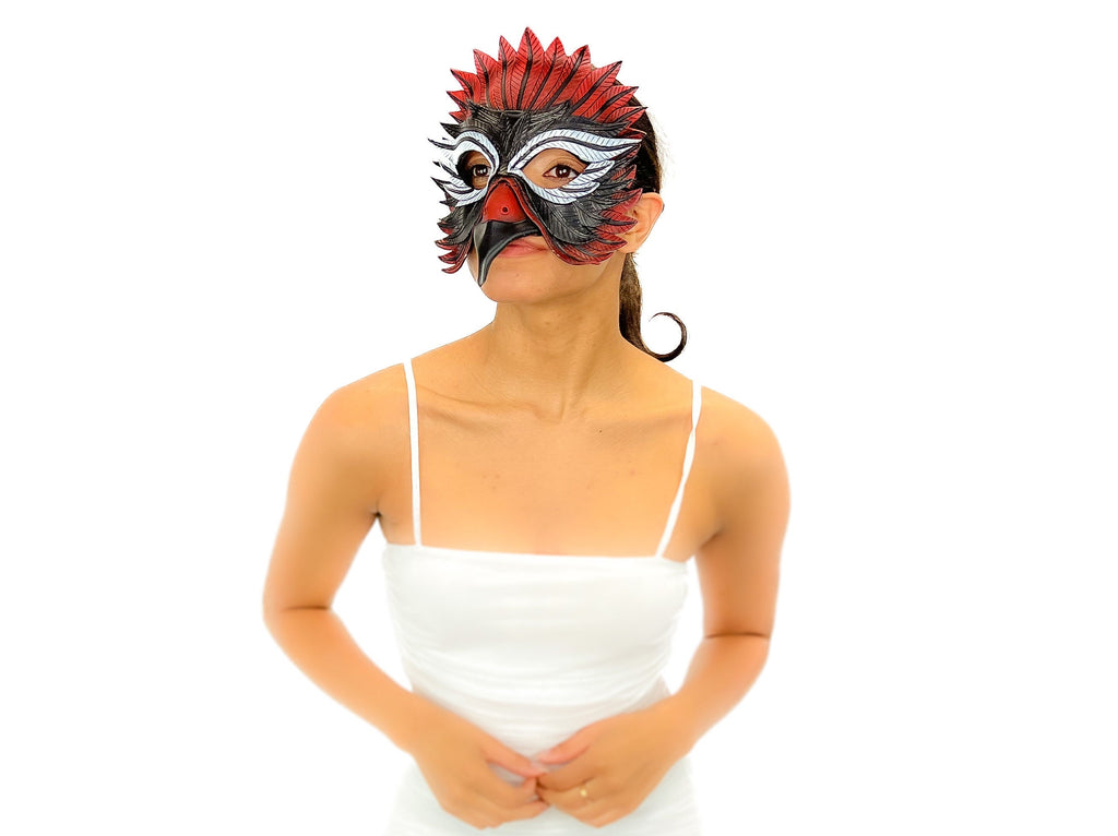 Red Raven  Handmade Genuine Leather Mask Rockwell Masks