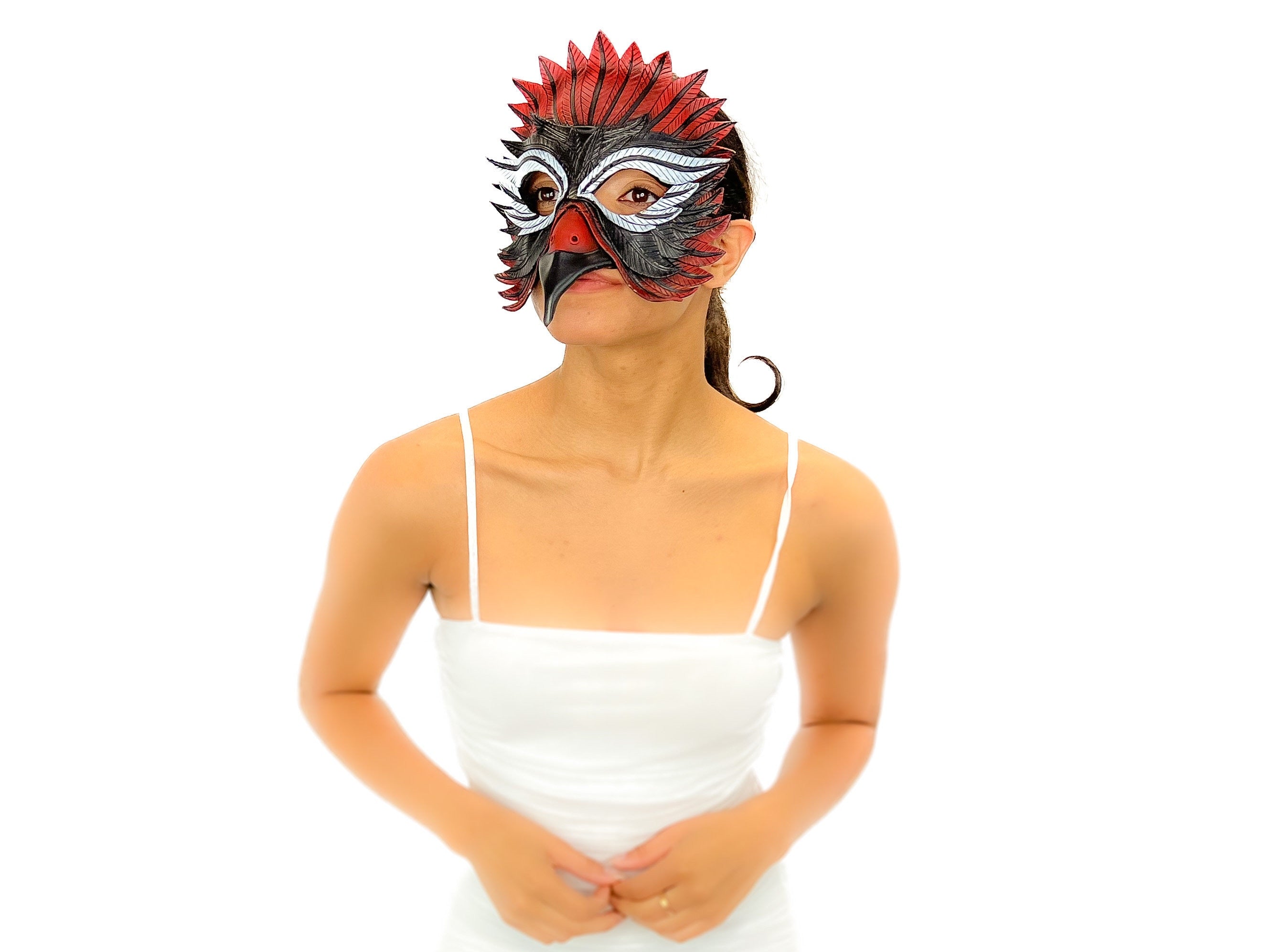 Red Raven  Handmade Genuine Leather Mask Rockwell Masks