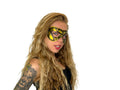 Compact Harlequin Handmade Genuine Leather Mask in Gold Rockwell Masks