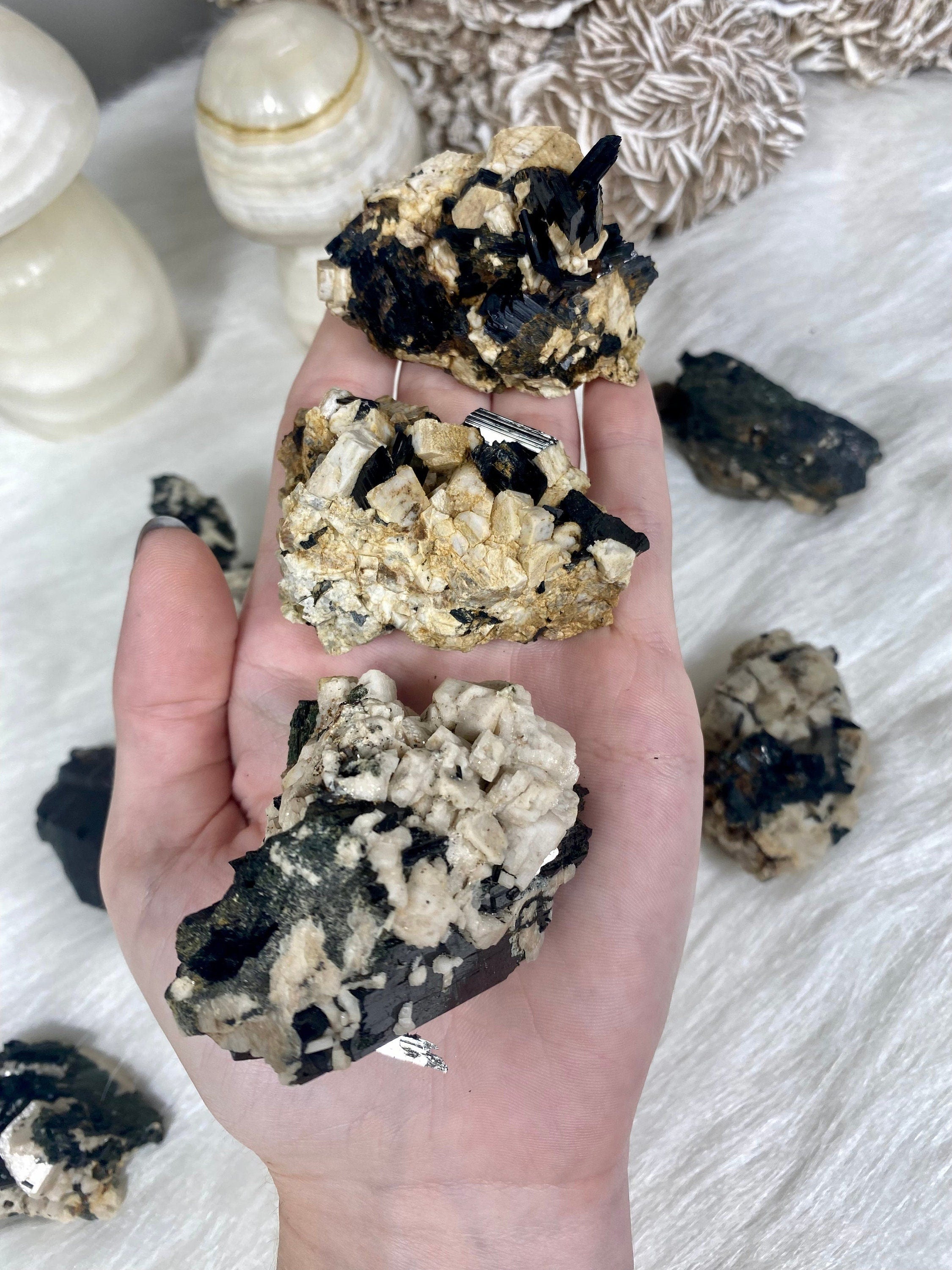Mixed Raw Specimen from Malawi | Feldspar, Aegirine, Smoky Quartz Curious Muse Crystals