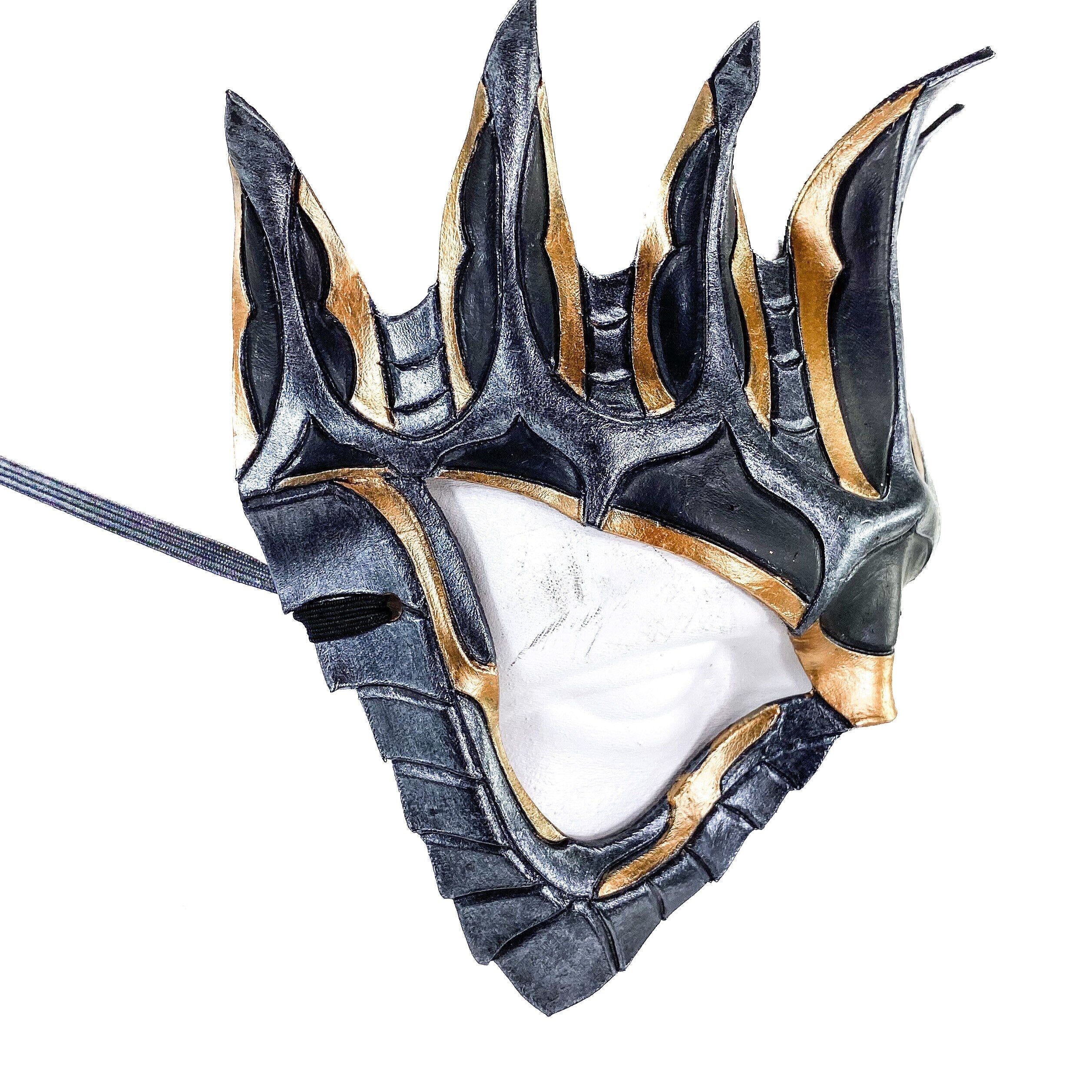 Masquerade Crown Mask of Handmade Genuine Leather in Metallics Rockwell Masks