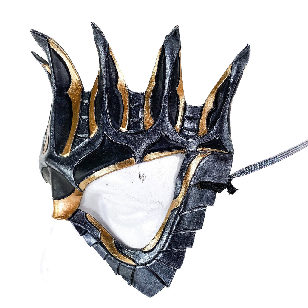 Masquerade Crown Mask of Handmade Genuine Leather in Metallics Rockwell Masks