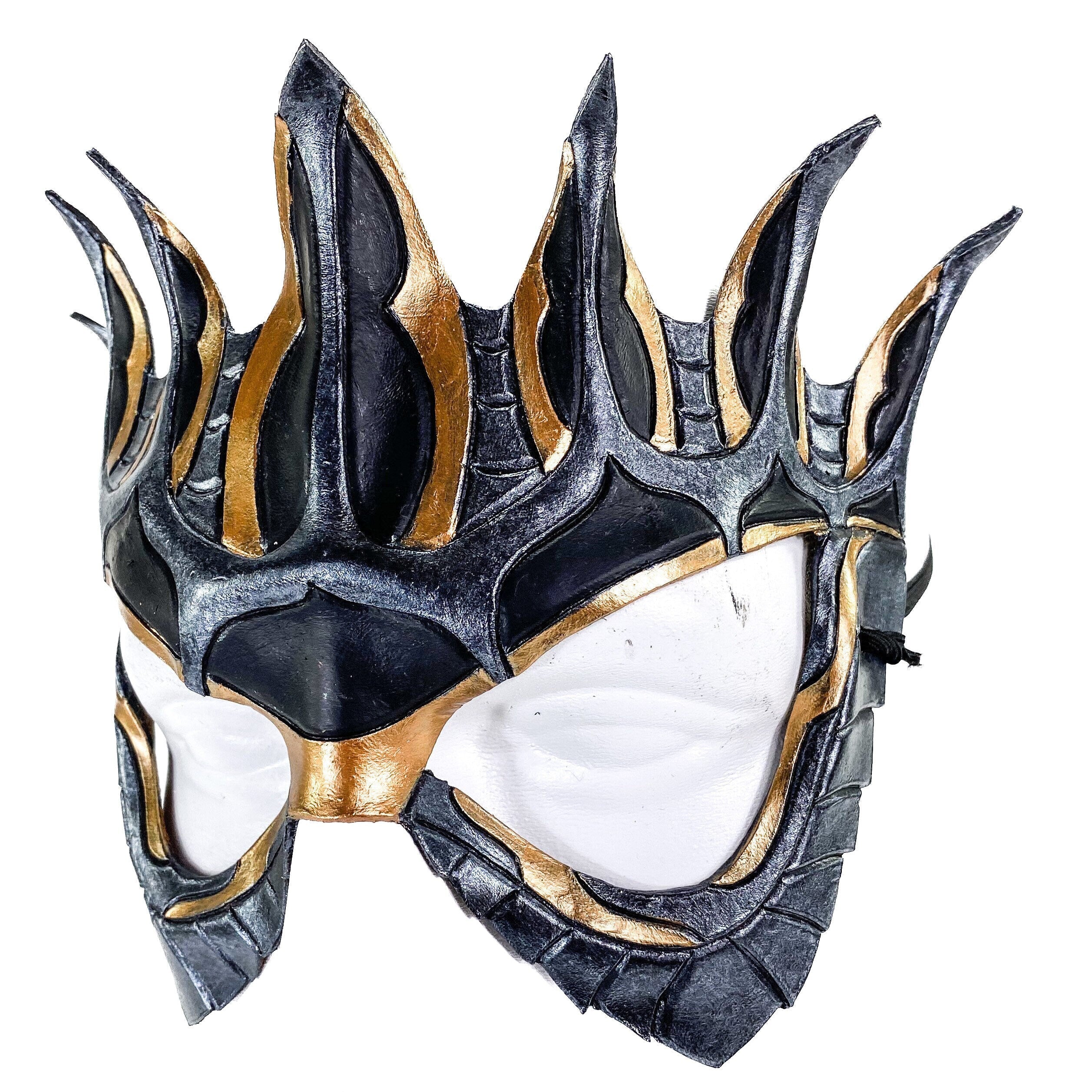 Masquerade Crown Mask of Handmade Genuine Leather in Metallics Rockwell Masks