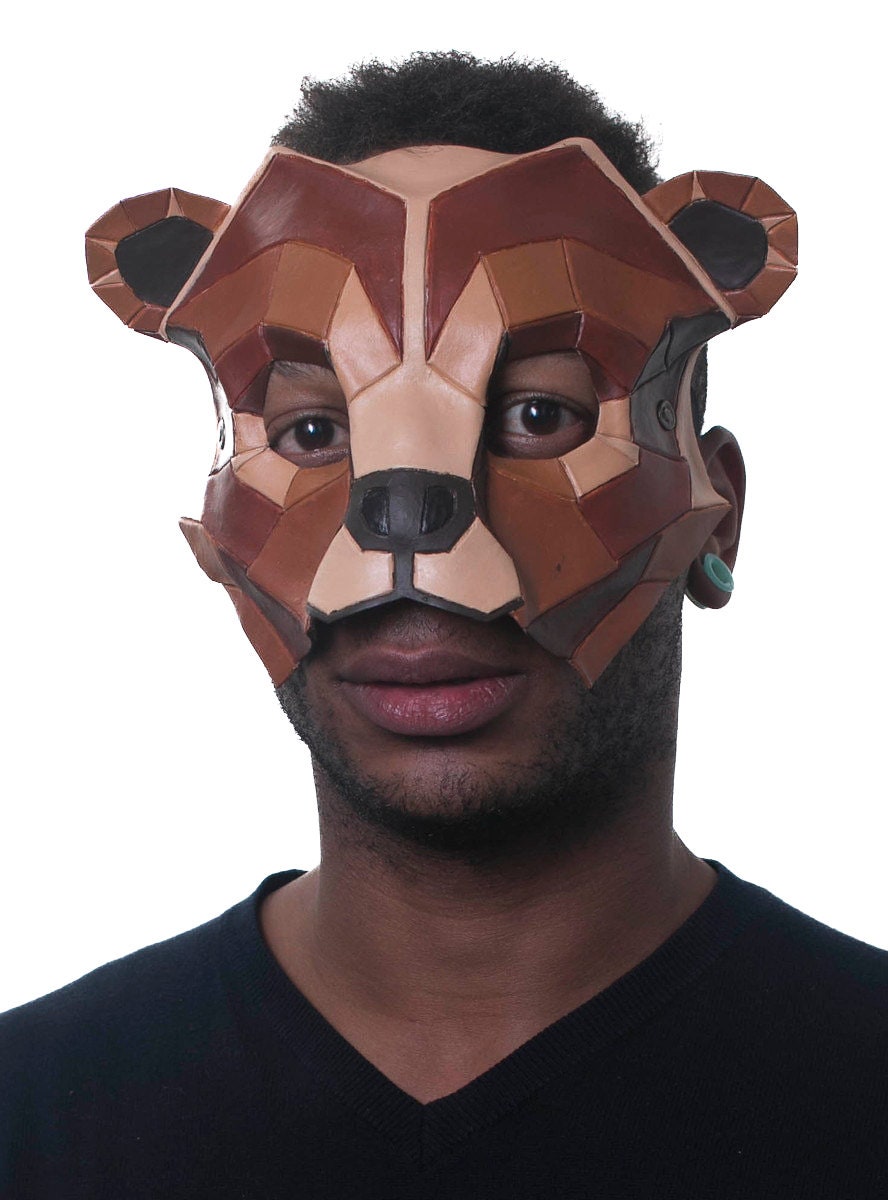 Geometric Grizzly Bear Leather Mask Rockwell Masks
