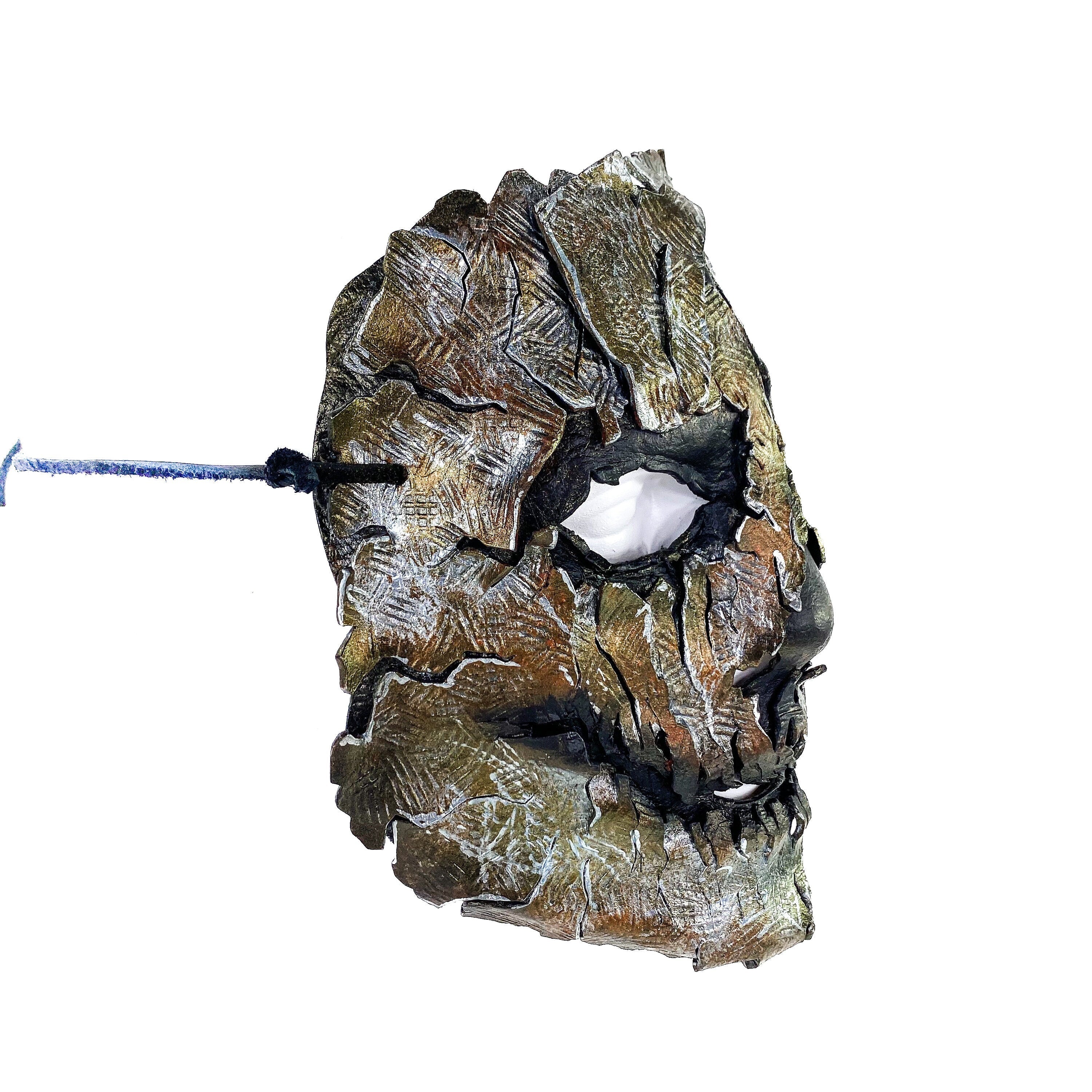 Genuine Leather Mask - Shattered Metal Paint - Handmade Full Face Cover for Halloween, Performance or Cosplay Costume Rockwell Masks