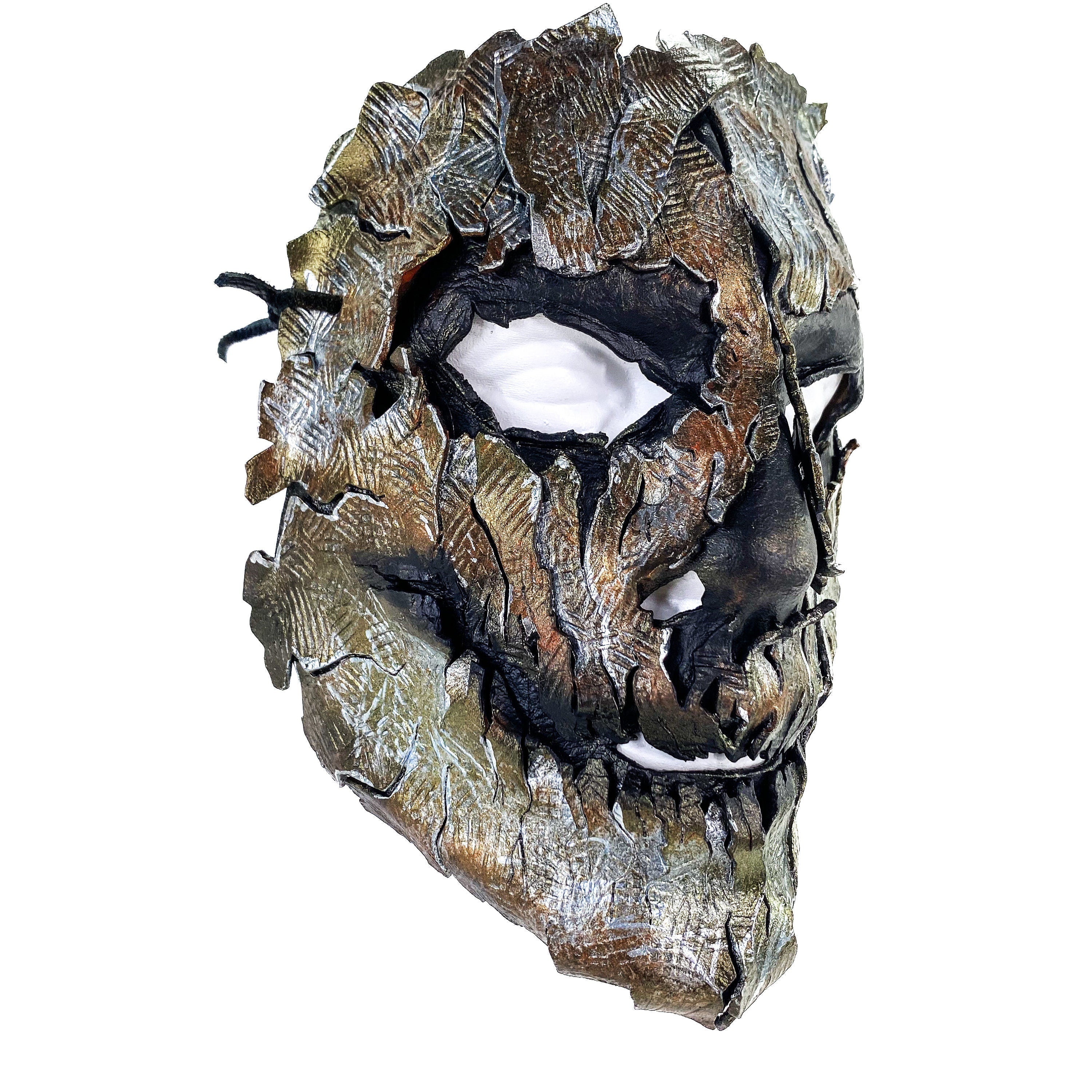 Genuine Leather Mask - Shattered Metal Paint - Handmade Full Face Cover for Halloween, Performance or Cosplay Costume Rockwell Masks
