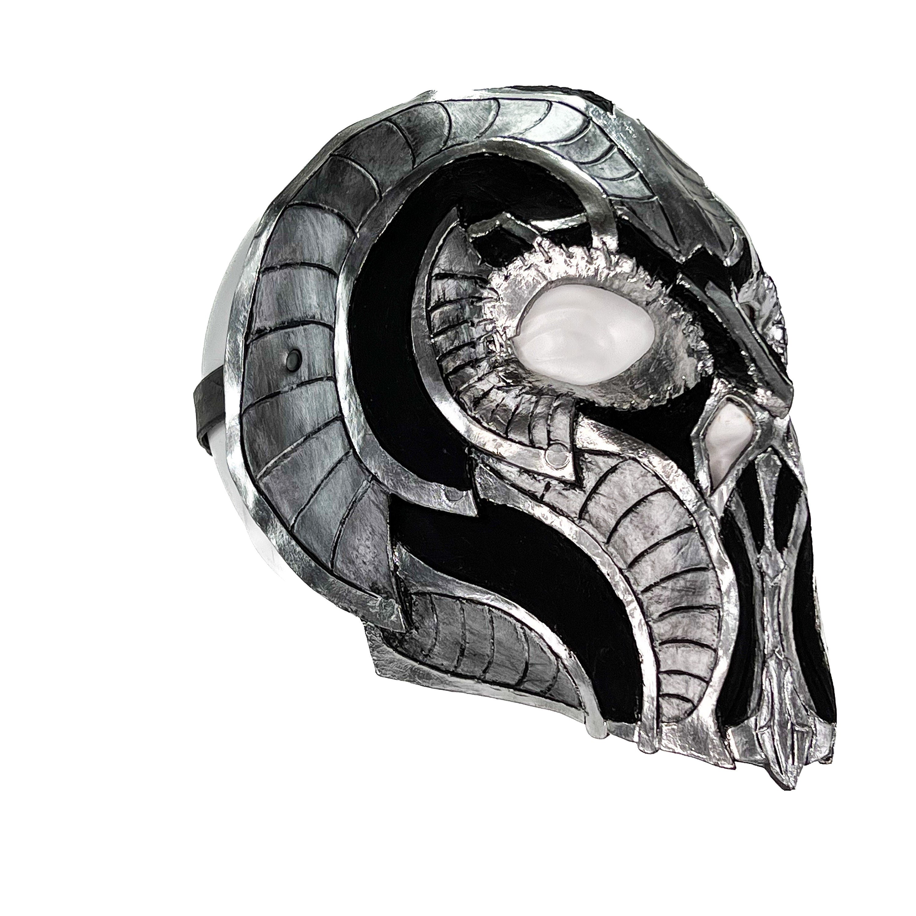 Battle Mask - Handmade Genuine Leather Mask in Silvers and Matte Black Rockwell Masks