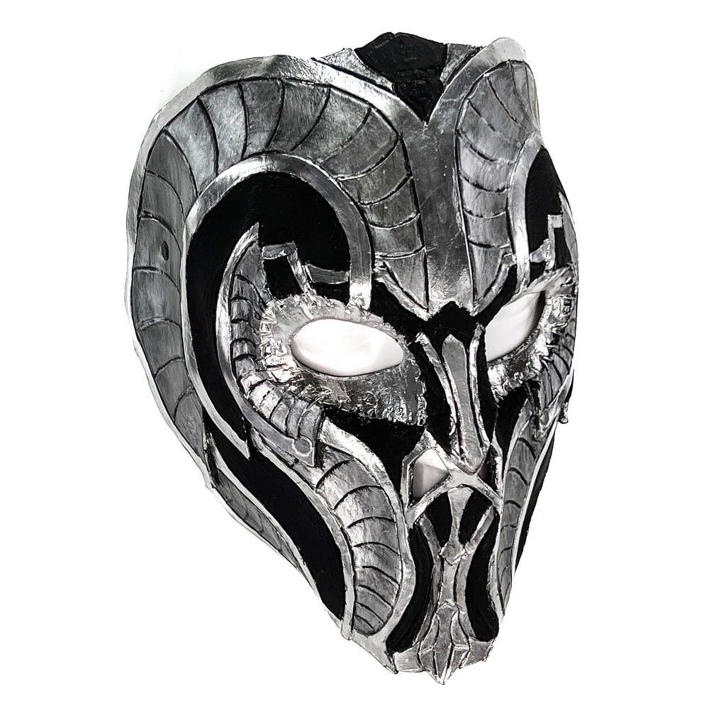 Battle Mask - Handmade Genuine Leather Mask in Silvers and Matte Black Rockwell Masks